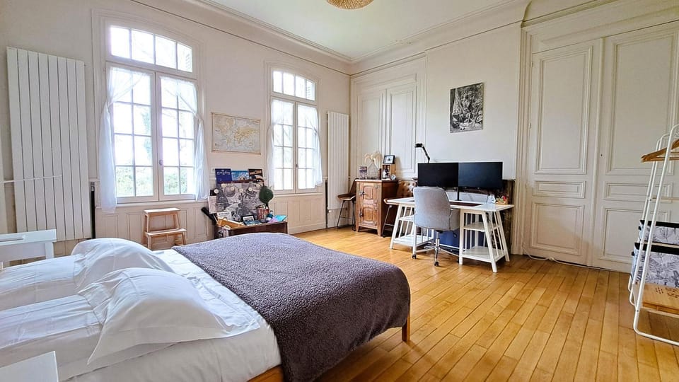 Bed, Living room, Photo of the whole room, Seating area, Bedroom