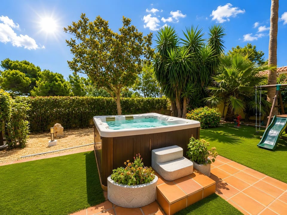 Property building, Living room, Swimming pool