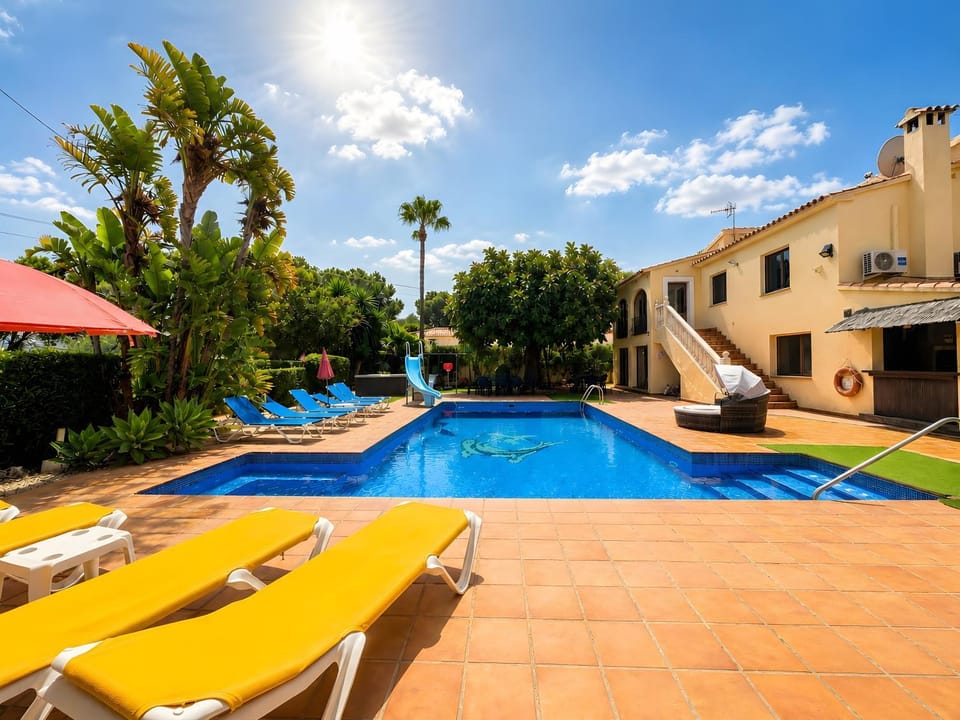 Property building, Living room, Swimming pool