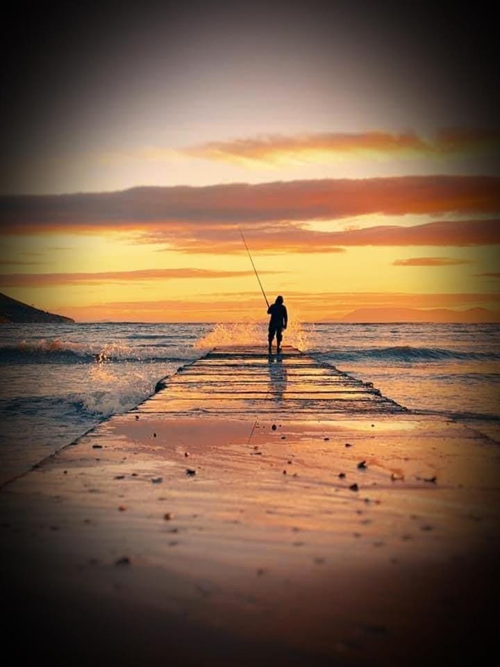 Fishing, Beach, Sunset
