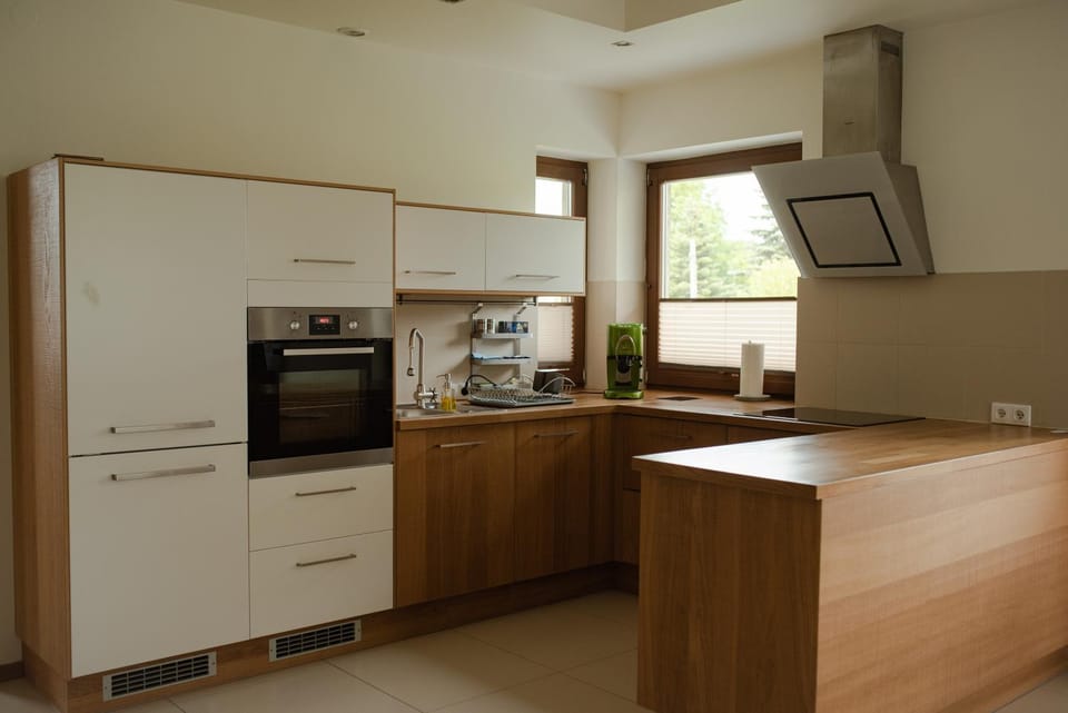 Kitchen or kitchenette, dishwasher, oven, stove