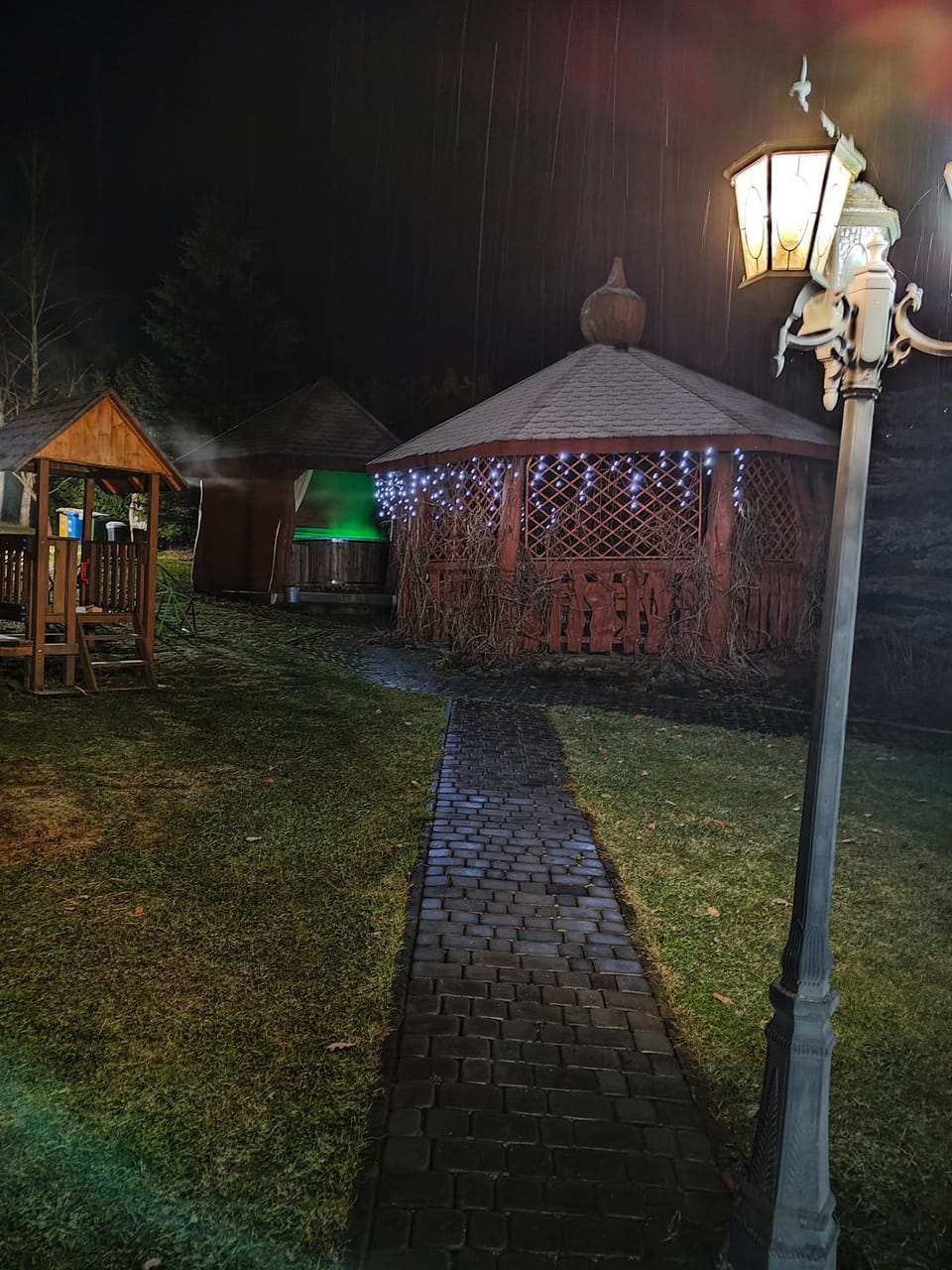 Property building, Night, Garden