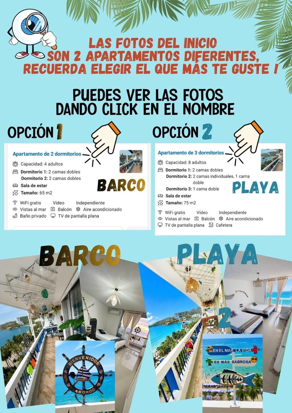 Aptartamentos Temáticos con balcón panorámico frente a la Playa Apartment in Gaira