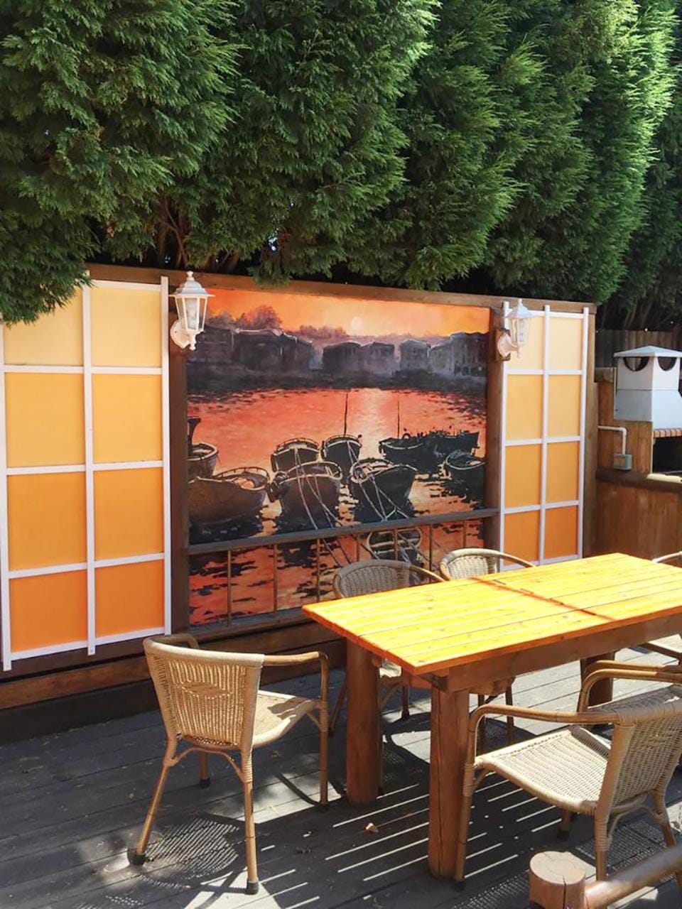 Patio, BBQ facilities, Garden, Balcony/Terrace, On site, Food, Garden view, Sunset