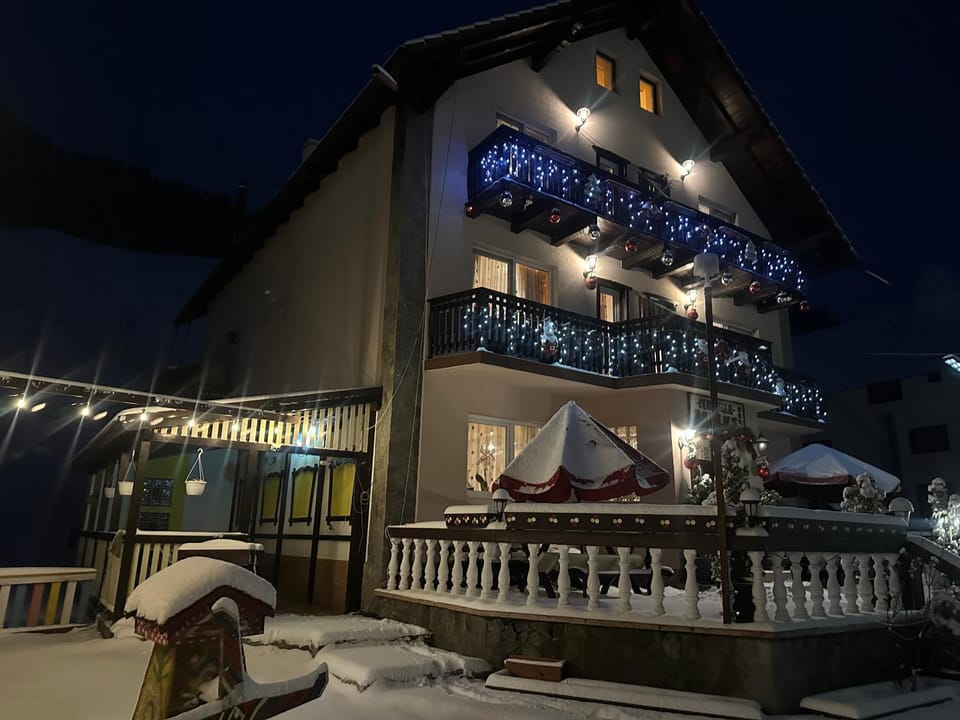 Property building, Night, Winter