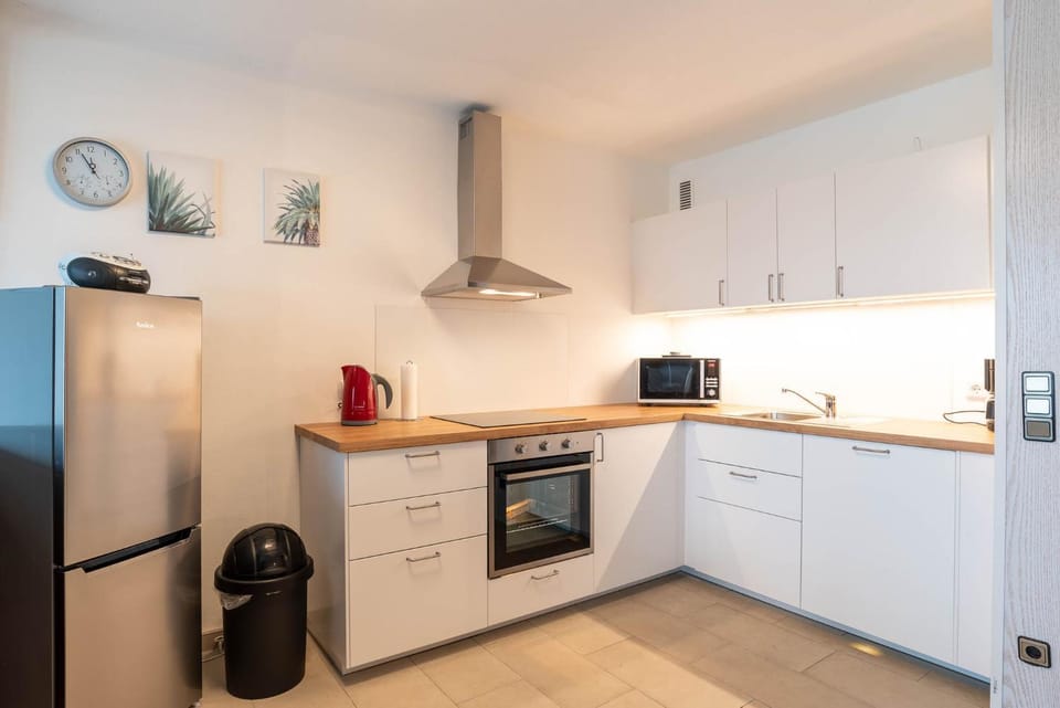 Kitchen or kitchenette, dishwasher, oven, stove