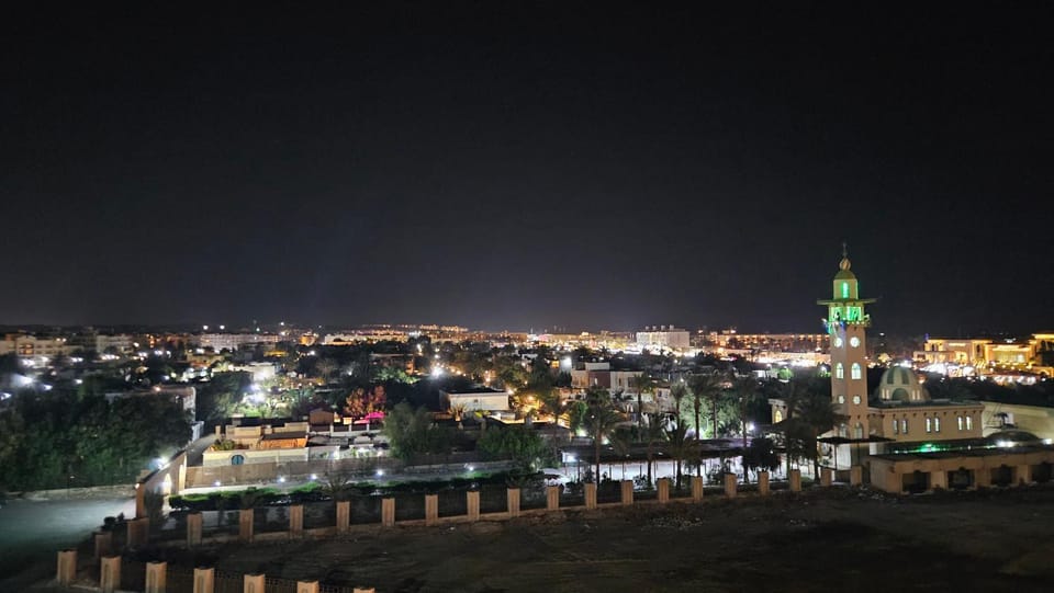 Nearby landmark, Night, Bird's eye view, City view