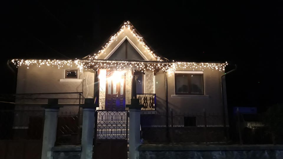Property building, Night, Winter