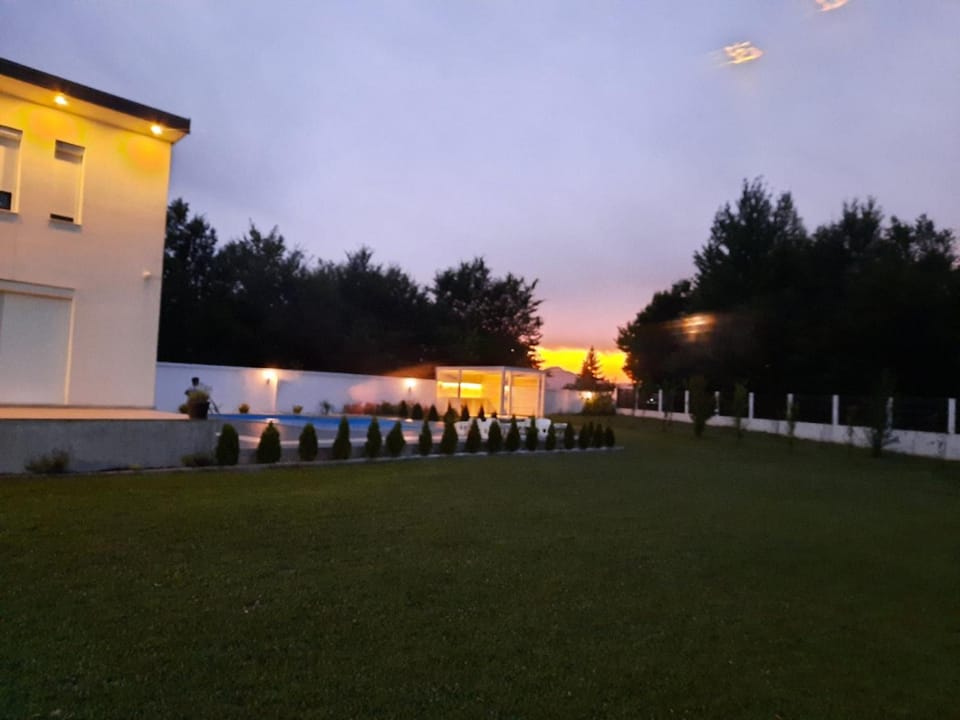 Property building, Garden, Sunset