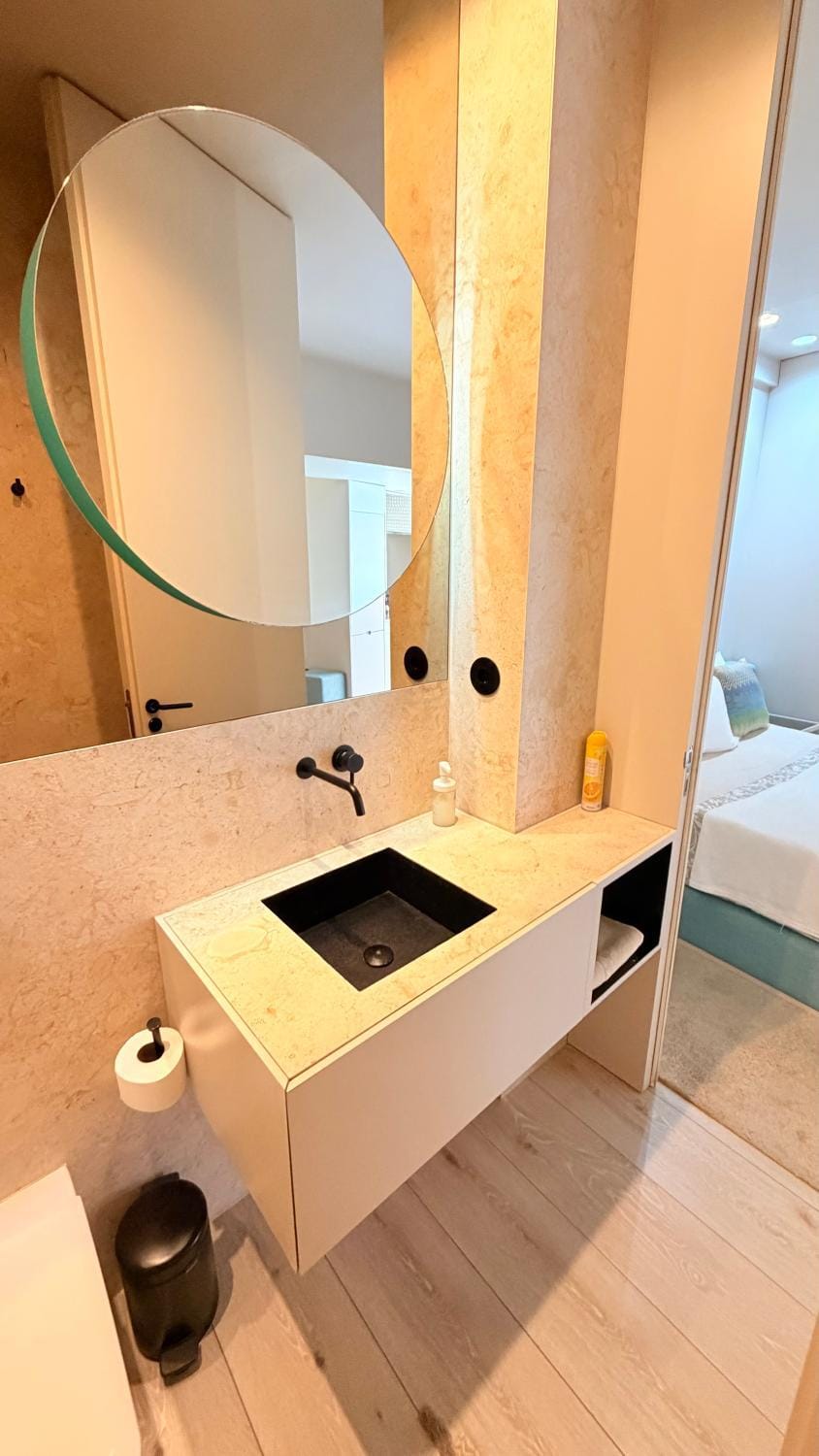 Bed, Bathroom, towels