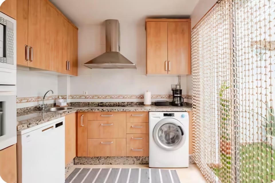 Kitchen or kitchenette, dishwasher, oven, pet friendly, stove, washing machine, dryer