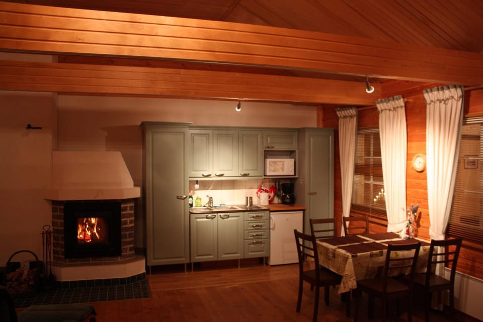 Coffee/tea facilities, Kitchen or kitchenette, Living room, Decorative detail, Dining area
