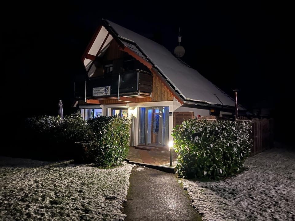 Property building, Night, Winter, Garden, Balcony/Terrace, Swimming pool
