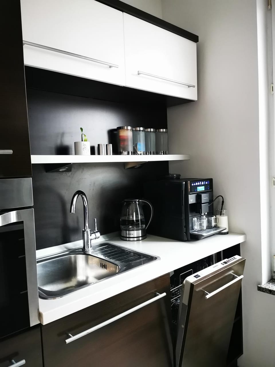 Kitchen or kitchenette, dishwasher