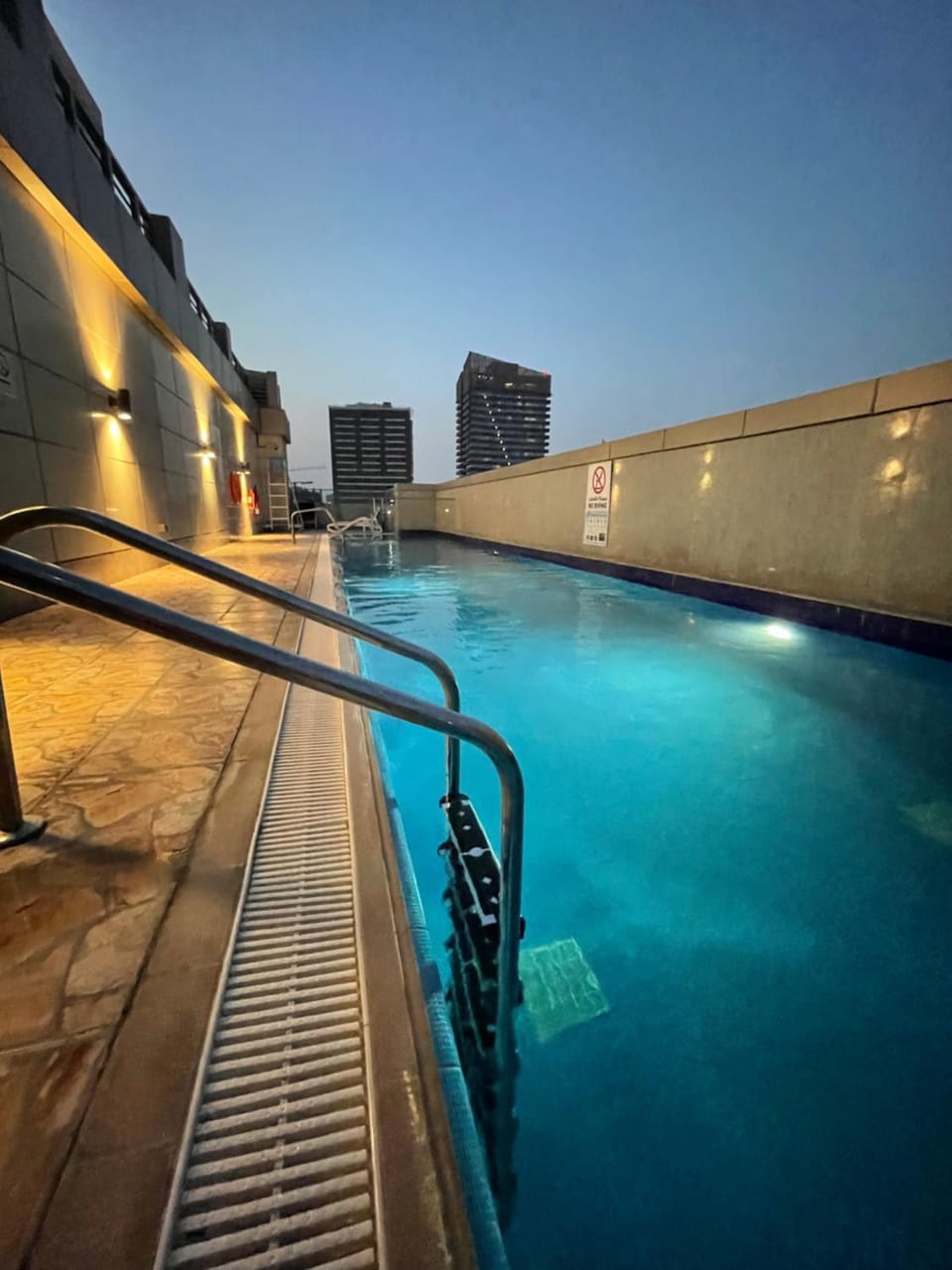 Night, Pool view, Swimming pool