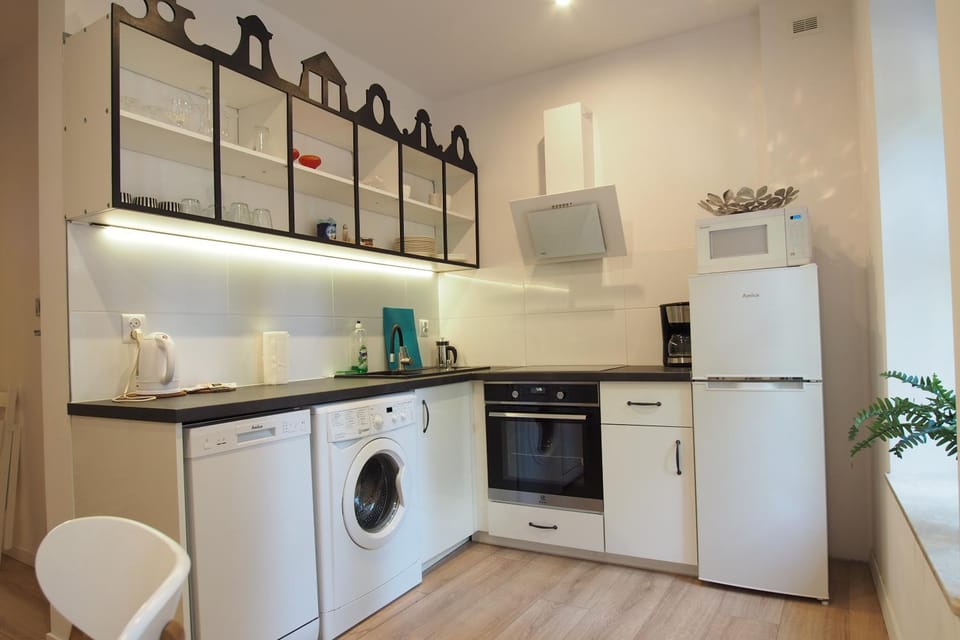 Kitchen or kitchenette, dishwasher, oven, washing machine