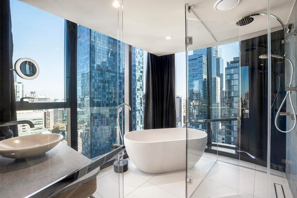 Bathroom, View (from property/room), City view, Bath