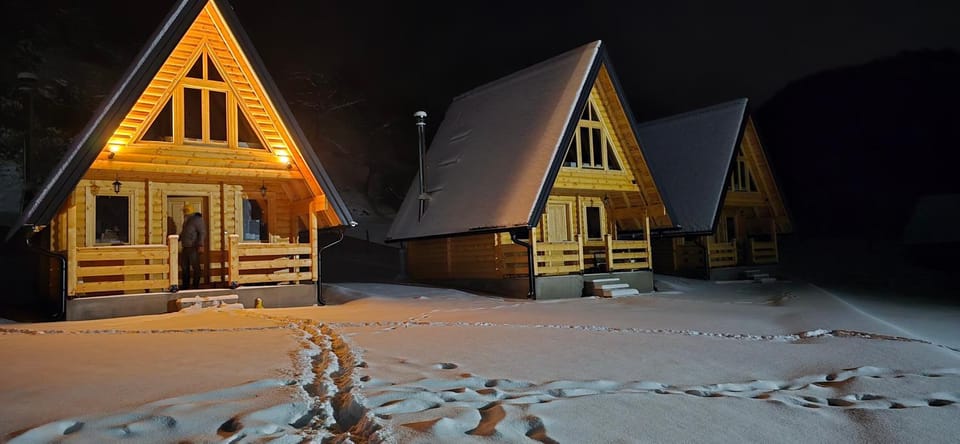 Property building, Night, Winter