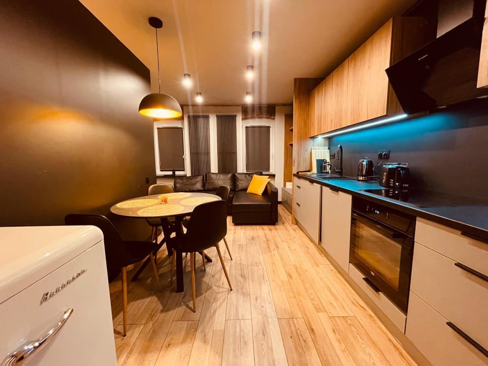 Kitchen or kitchenette, Living room, Dining area, toaster