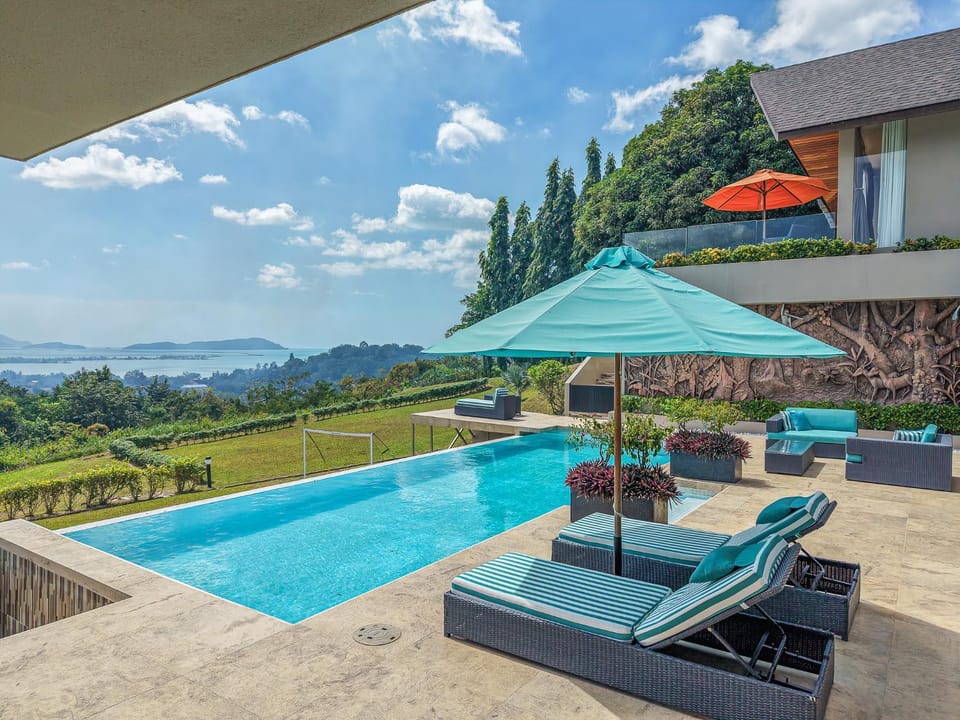 Patio, Day, Natural landscape, Garden, Sea view, Swimming pool, sunbed