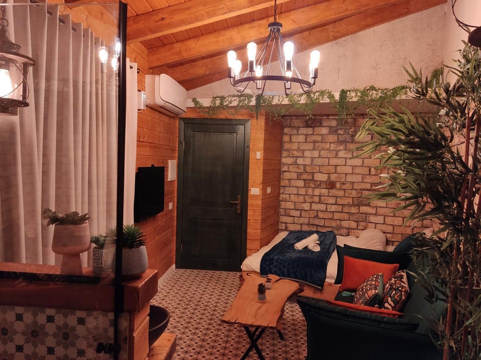 Bed, Living room, Seating area