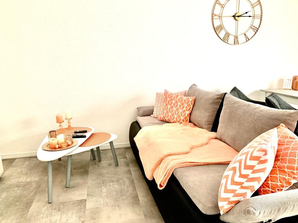 Bed, Living room, Seating area
