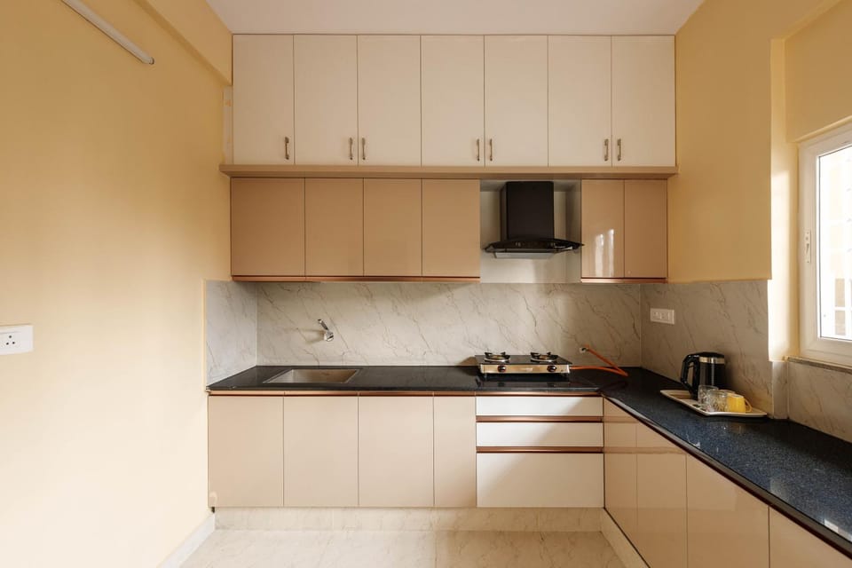 Kitchen or kitchenette, stove