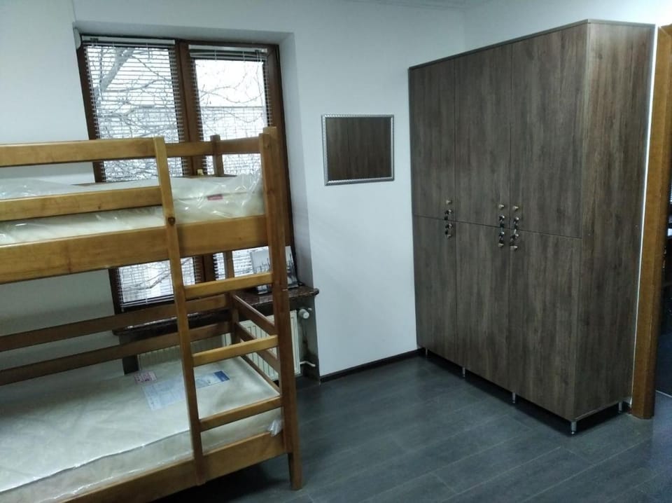 Bed, Photo of the whole room, bunk bed, wardrobe