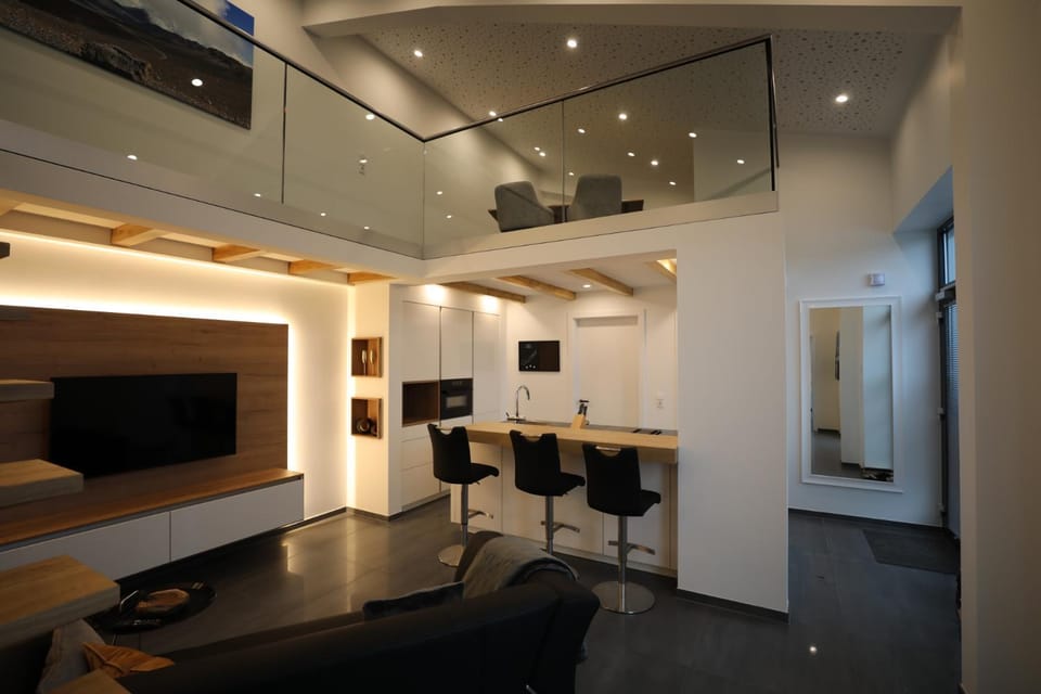 Living room, kitchen