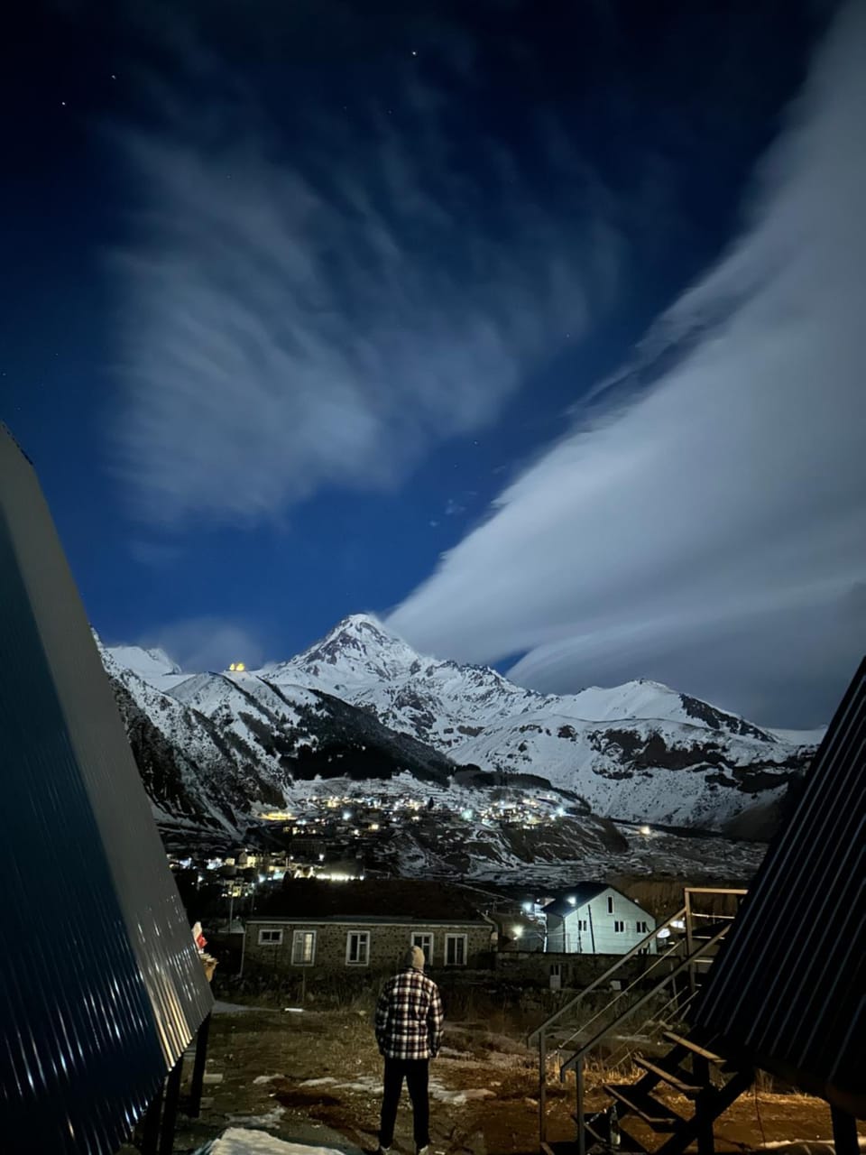 Night, Natural landscape, Winter, Mountain view