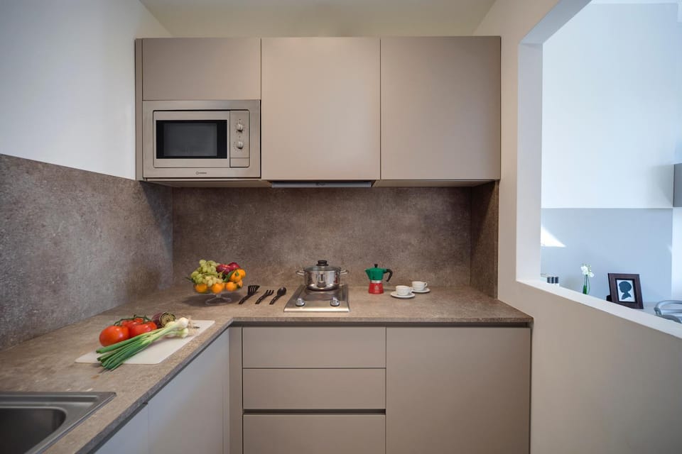 Kitchen or kitchenette, stove