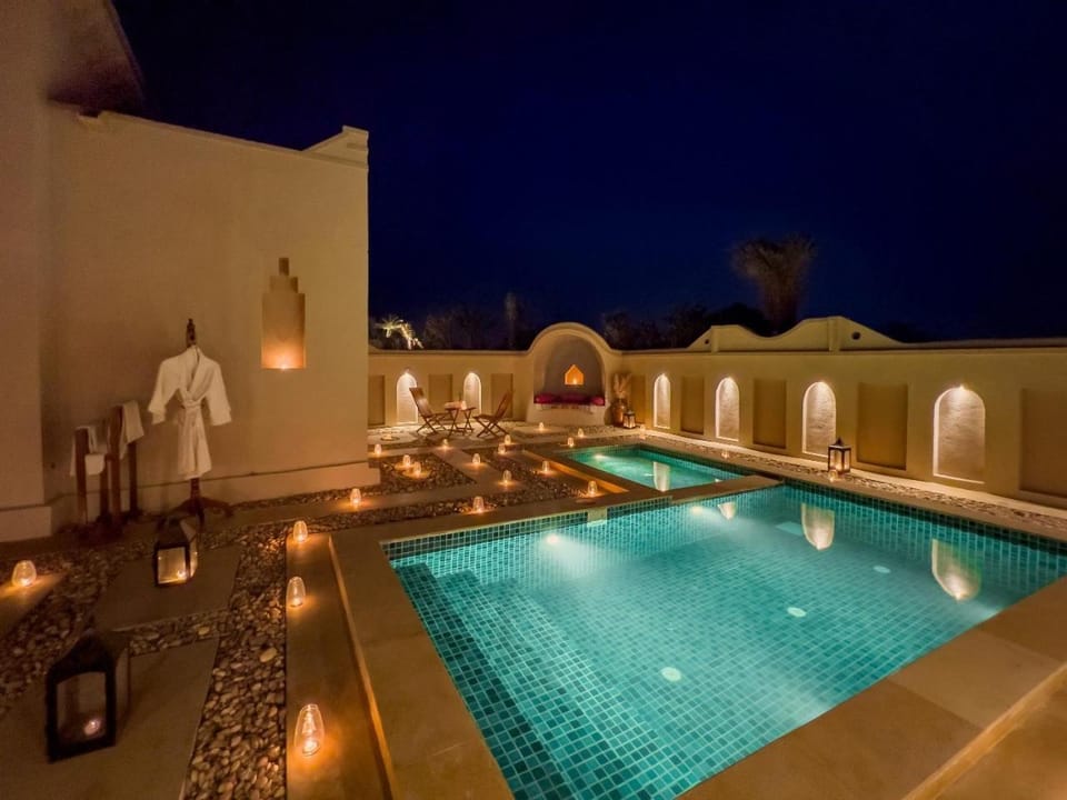 Night, Pool view, Swimming pool
