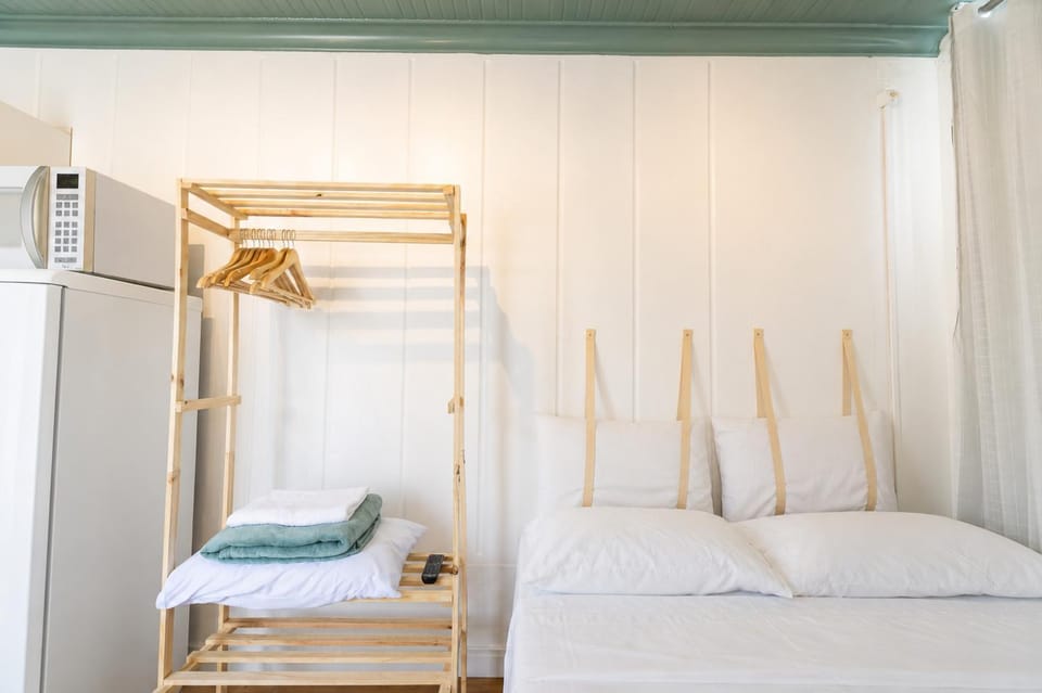 Bed, wardrobe