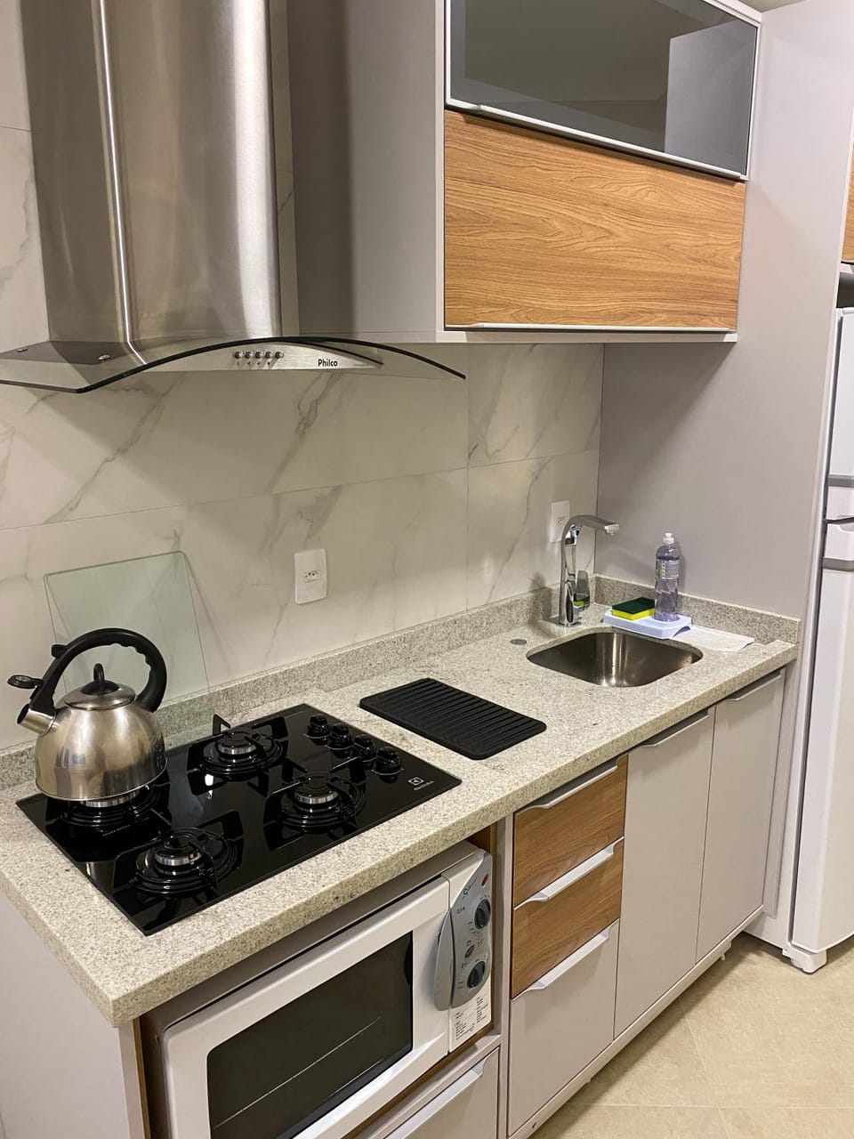Kitchen or kitchenette, stove
