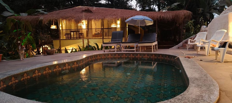 Property building, Night, Natural landscape, Swimming pool
