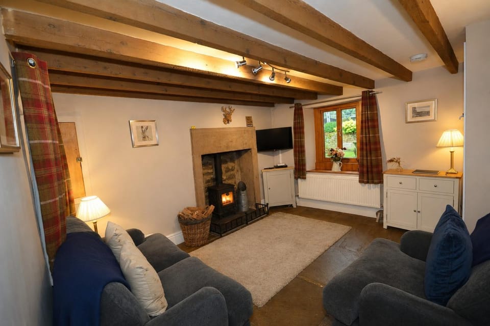Seating area, fireplace