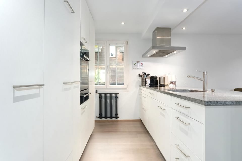 Kitchen or kitchenette, dishwasher, stove