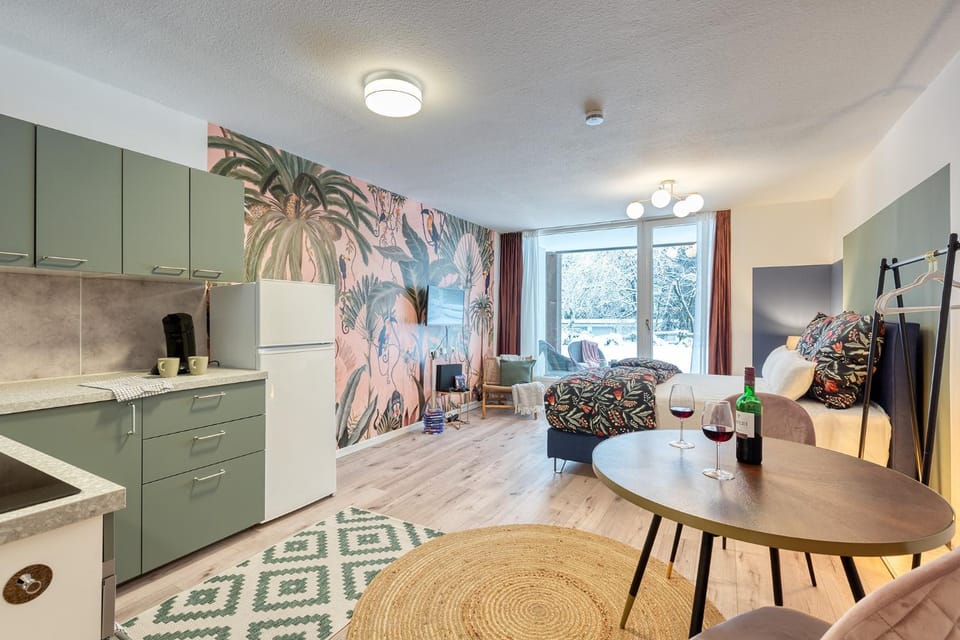 Kitchen or kitchenette, Living room, Dining area