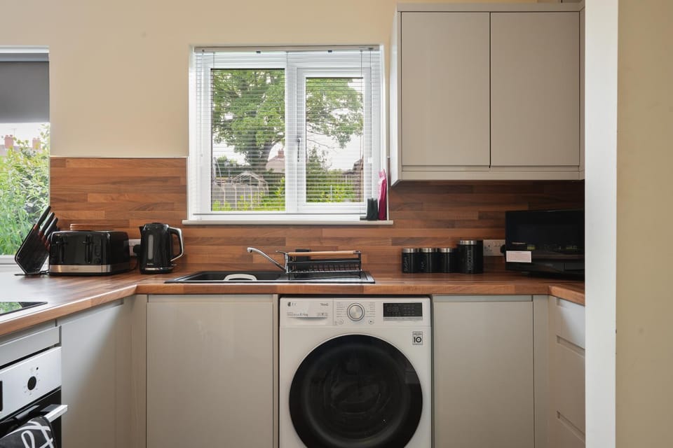 Kitchen or kitchenette, microwave