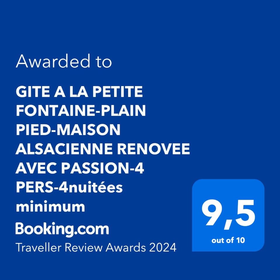 GITE A LA PETITE FONTAINE-PLAIN PIED-MAISON ALSACIENNE RENOVEE AVEC PASSION-4 PERS-4nuitées minimum Apartment in Grand Est