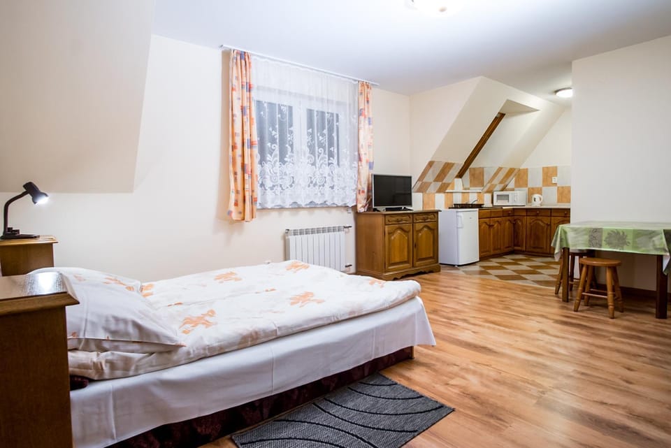 Bed, Kitchen or kitchenette, Living room, Photo of the whole room, Seating area, Bedroom