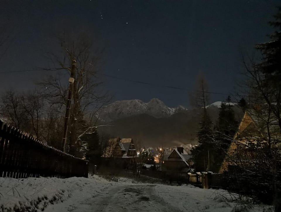 Night, Natural landscape, Winter, Mountain view