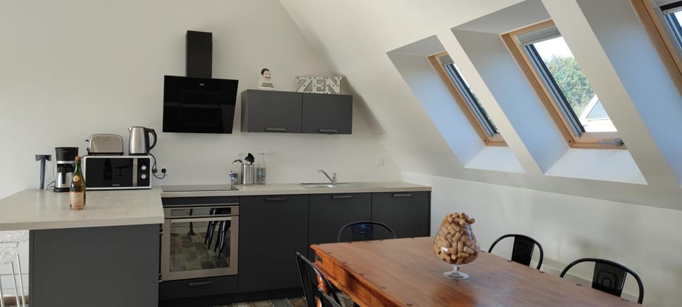 Kitchen or kitchenette, oven, stove, toaster