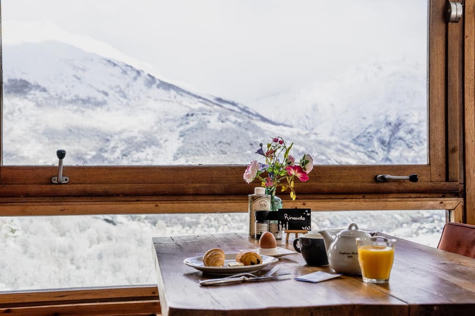 Natural landscape, Winter, Food and drinks, Mountain view, Breakfast
