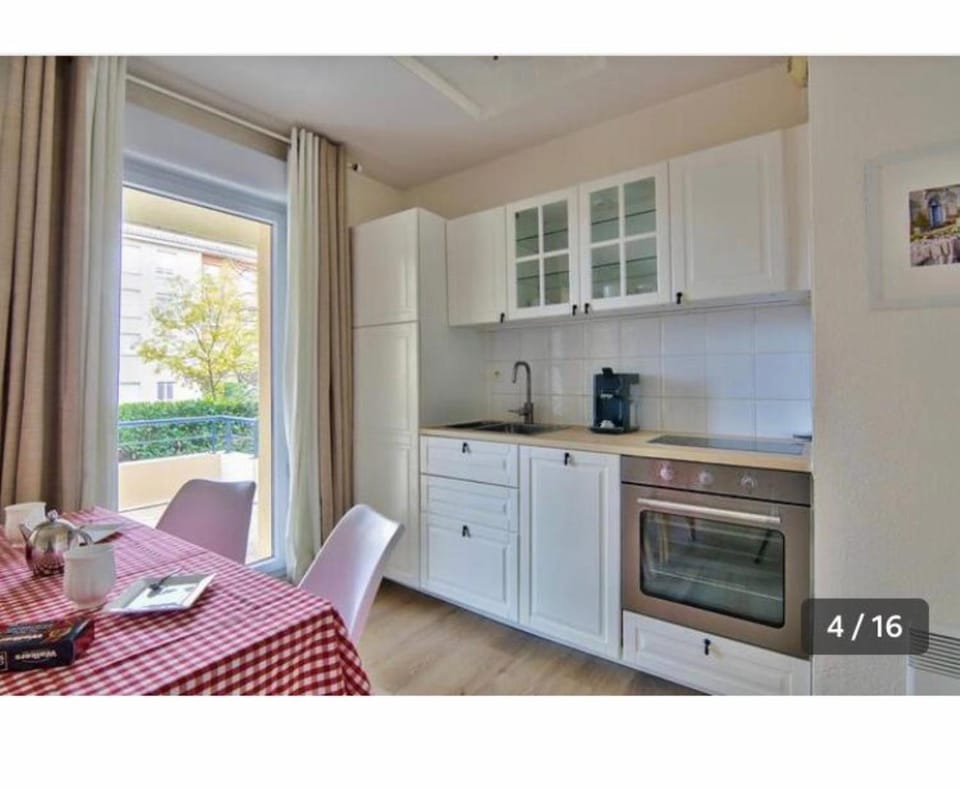 Kitchen or kitchenette, stove