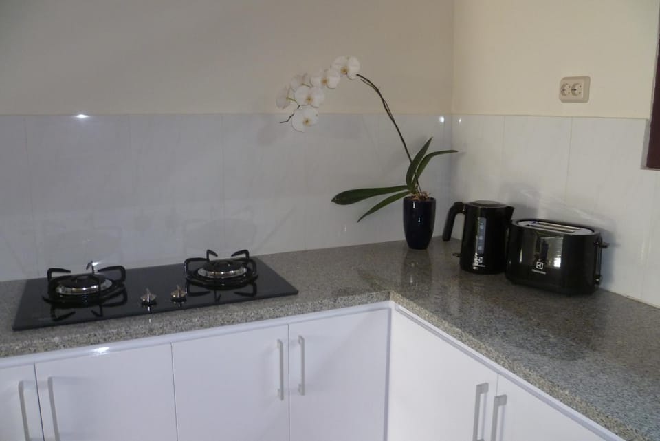 Kitchen or kitchenette, stove, toaster