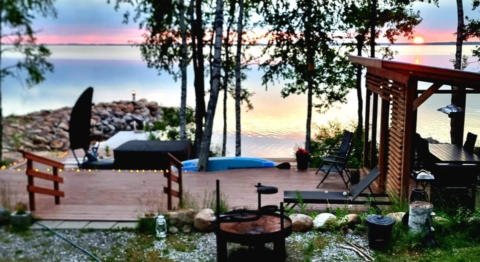 Patio, Natural landscape, Lake view