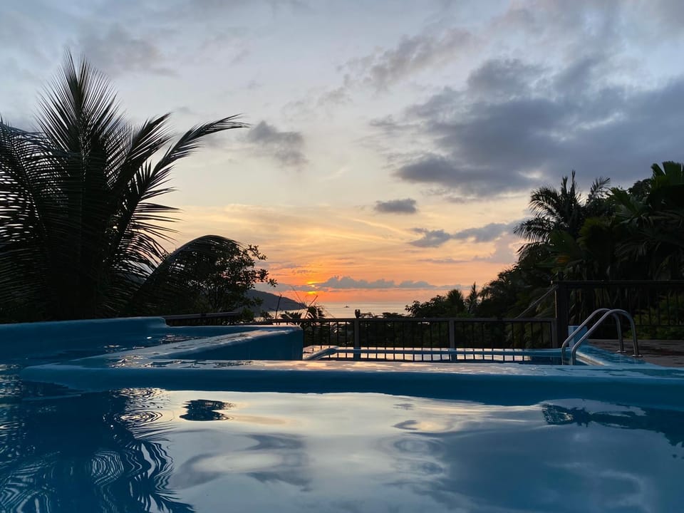 Natural landscape, Pool view, Swimming pool, Sunset