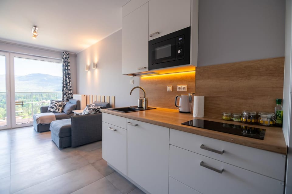 Kitchen or kitchenette, Seating area, Mountain view