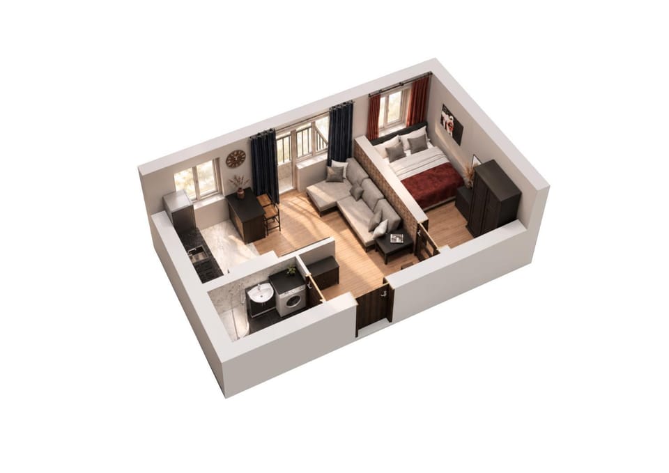 Property building, Bathroom, Living room, Bedroom, kitchen